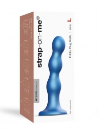 Голубая насадка Strap-On-Me Dildo Plug Balls size L - Strap-on-me - купить с доставкой в Кирове