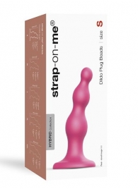 Розовая насадка Strap-On-Me Dildo Plug Beads size S - Strap-on-me - купить с доставкой в Кирове