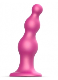 Розовая насадка Strap-On-Me Dildo Plug Beads size L - Strap-on-me - купить с доставкой в Кирове