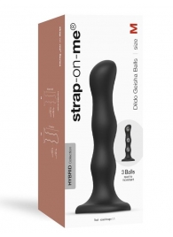 Черная насадка Strap-On-Me Dildo Geisha Balls size M - Strap-on-me - купить с доставкой в Кирове