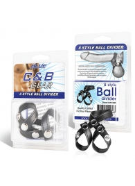 Разделитель мошонки из искусственной кожи на клепках 8 STYLE BALL DIVIDER - BlueLine - купить с доставкой в Кирове