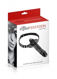 Черный кляп-фаллоимитатор Double Penis Gag - Fetish Tentation - купить с доставкой в Кирове
