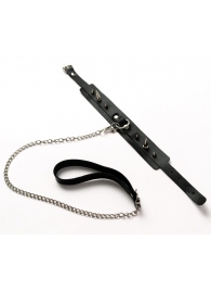 Черный ошейник с шипами и поводком - Crazy Handmade - купить с доставкой в Кирове