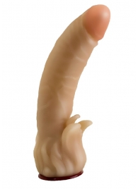 Телесная гелевая насадка-фаллос с клиторальными лепестками - 18,5 см. - LOVETOY (А-Полимер) - купить с доставкой в Кирове
