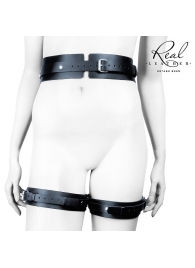 Черный кожаный пояс с гартерами - L-XL - Notabu - купить с доставкой в Кирове