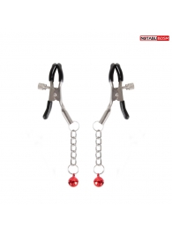 Серебристые зажимы на соски с шариками на цепочках - Notabu - купить с доставкой в Кирове