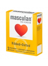 Презервативы с колечками и пупырышками Masculan Ribbed+Dotted - 3 шт. - Masculan - купить с доставкой в Кирове