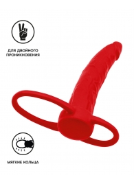 Красная насадка на пенис для двойного проникновения Black Red - 16,5 см. - ToyFa - купить с доставкой в Кирове