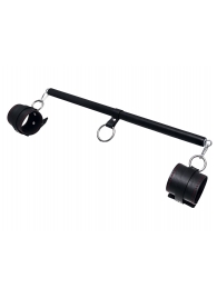 Черная распорка для ног с кожаными манжетами - Pecado - купить с доставкой в Кирове