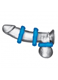 Комплект из трех голубых эрекционных колец 3-Pack Ribbed Rider Cock Ring Set - BlueLine - в Кирове купить с доставкой