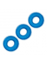 Комплект из трех голубых колец для эрекции 3-Pack Ultra-Stim Stretch Cock Rings - BlueLine - в Кирове купить с доставкой