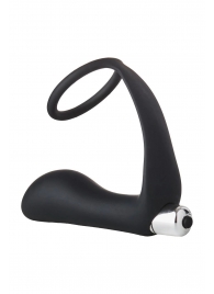 Черное эрекционное кольцо с вибропробкой Vibrating Anal Plug With Cockring - Dream Toys - в Кирове купить с доставкой