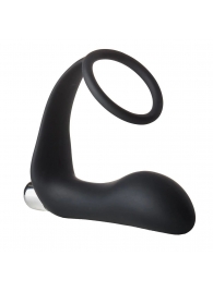 Черное эрекционное кольцо с вибропробкой Vibrating Anal Plug With Cockring - Dream Toys - в Кирове купить с доставкой