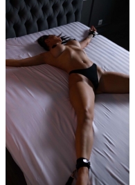 Черный кожаный набор фиксации на кровати Sex Game - БДСМ Арсенал - купить с доставкой в Кирове
