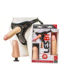 Телесный страпон Harness LESBI с вагинальной пробкой - 16,5 см. - LOVETOY (А-Полимер) - купить с доставкой в Кирове