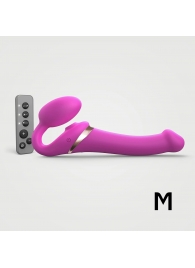 Ярко-розовый безремневой страпон Multi Orgasm Size M с клиторальной стимуляцией - Strap-on-me - купить с доставкой в Кирове
