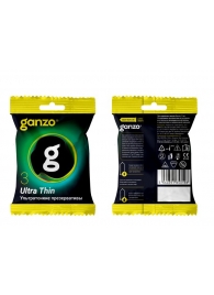 Ультратонкие презервативы Ganzo Ultra thin в мягкой упаковке - 3 шт. - Ganzo - купить с доставкой в Кирове