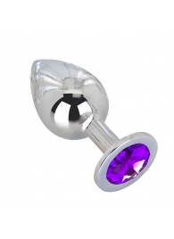 Большой плаг из стали с фиолетовым кристаллом Violet Dream - 9,5 см. - Erotic Fantasy - купить с доставкой в Кирове