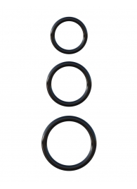 Набор из трех черных эрекционных колец Silicone 3-Ring Stamina Set - Pipedream - в Кирове купить с доставкой