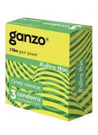 Ультратонкие презервативы Ganzo Ultra thin - 3 шт. - Ganzo - купить с доставкой в Кирове
