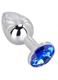 Анальное украшение BUTT PLUG  Small с синим кристаллом - 7 см. - Anal Jewelry Plug - купить с доставкой в Кирове