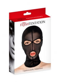 Черная сетчатая маска на голову с отверстиями для глаз и рта - Fetish Tentation - купить с доставкой в Кирове