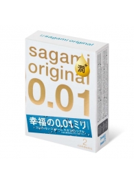 Увлажнённые презервативы Sagami Original 0.01 Extra Lub - 2 шт. - Sagami - купить с доставкой в Кирове