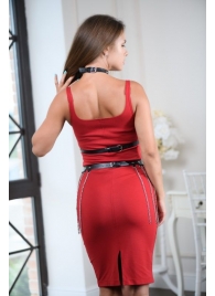 Черно-серебристая портупея-юбка plus size с цепочками - БДСМ Арсенал - купить с доставкой в Кирове