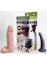 Страпон-унисекс с двумя насадками UNI strap 7  Harness - 19 и 16 см. - LOVETOY (А-Полимер) - купить с доставкой в Кирове