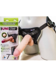 Страпон-унисекс с двумя насадками UNI strap 7  Harness - 19 и 16 см. - LOVETOY (А-Полимер) - купить с доставкой в Кирове