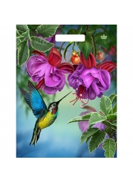 Пакет с принтом в виде колибри в цветах с вырубной ручкой (31х40 см) - Сима-Ленд - купить с доставкой в Кирове