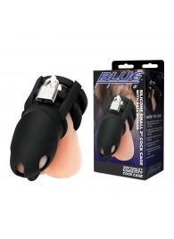 Черная клетка для пениса Silicone Small 2 in Cock Cage With Ball Divider - BlueLine - купить с доставкой в Кирове