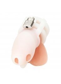 Белая клетка для пениса Silicone Small 2 in Cock Cage With Ball Divider - BlueLine - купить с доставкой в Кирове