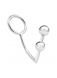 Кольцо на пенис с анальным стимулятором Two Bead Stainless Steel Anal Hook   Cock Ring - BlueLine - в Кирове купить с доставкой