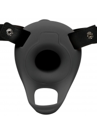Черный полый страпон с вибрацией 2’’ Erection 28X Smooth Vibrating Silicone Penis Sheath - XR Brands - купить с доставкой в Кирове