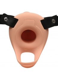 Телесный полый страпон 2  Erection 28X Smooth Vibrating Silicone Penis Sheath - 16 см. - XR Brands - купить с доставкой в Кирове