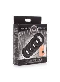 Комплект из 5 черных эрекционных колец для мошонки Ring Master Custom Ball Stretcher Kit - XR Brands - в Кирове купить с доставкой