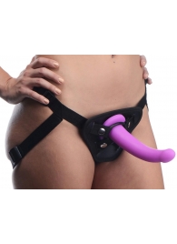 Лиловый поясной страпон Navigator Silicone G-Spot Dildo with Harness - 17,8 см. - XR Brands - купить с доставкой в Кирове