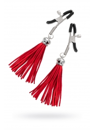Зажимы на соски «Прищепки» с красными кисточками из замши - Pecado - купить с доставкой в Кирове
