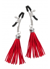 Зажимы на соски «Прищепки» с красными кисточками из замши - Pecado - купить с доставкой в Кирове