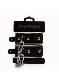Черные скругленные наручники с мягкой бежевой подкладкой - Crazy Handmade - купить с доставкой в Кирове