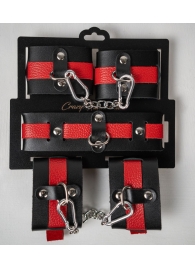 Черно-красный набор фиксаций: наручники, оковы и ошейник - Crazy Handmade - купить с доставкой в Кирове