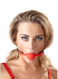 Силиконовый кляп-шар на чёрных ремешках Red Gag silicone - Orion - купить с доставкой в Кирове