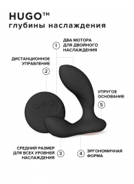 Черный вибромассажер простаты с пультом ДУ Hugo 2 Remote - Lelo - в Кирове купить с доставкой