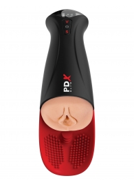 Телесный мастурбатор-вагина в черной колбе с вибрацией Fuck-O-Matic Pro XL - Pipedream - в Кирове купить с доставкой