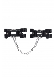 Черные кожаные оковы из двух ремешков - Pecado - купить с доставкой в Кирове