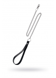 Поводок с ручкой из черной натуральной кожи и карабином для ошейника - Pecado - купить с доставкой в Кирове