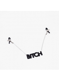 Зажимы на соски с кожаной подвеской Bitch - Crazy Handmade - купить с доставкой в Кирове