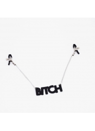 Зажимы на соски с кожаной подвеской Bitch - Crazy Handmade - купить с доставкой в Кирове