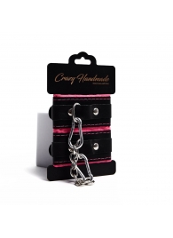 Черно-розовые скругленные наручники с мягкой подкладкой - Crazy Handmade - купить с доставкой в Кирове